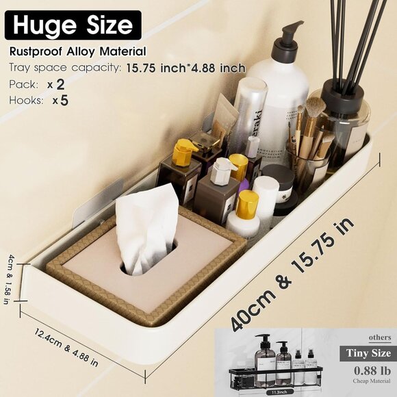 Shower Caddy Shelves (2) and Waterproof Command Strips (2 Packs), 15.7" Wide - Picture 3 of 5